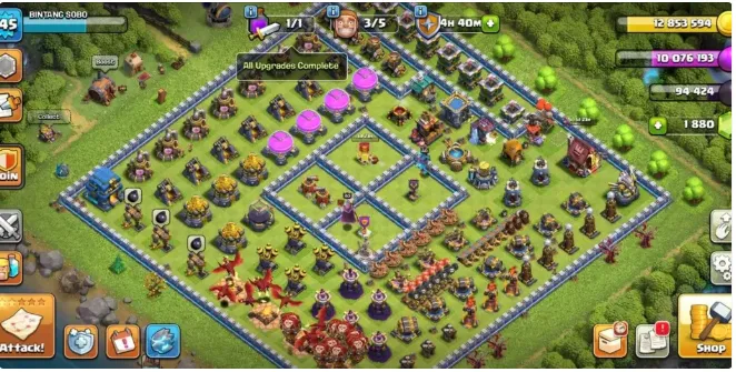 COC278 TH12 All Max Ber Epic Equipment Spiky Ball 18 Frozen Arrow 8 Action Figure 8 Meteor Staff 2 Fireball 11 King 64 Queen 64 Warden 40 Champ 40 Gems 1880 Builder Hall 6